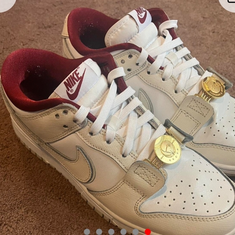 Nike Cream and Maroon Sneakers with Gold Accents